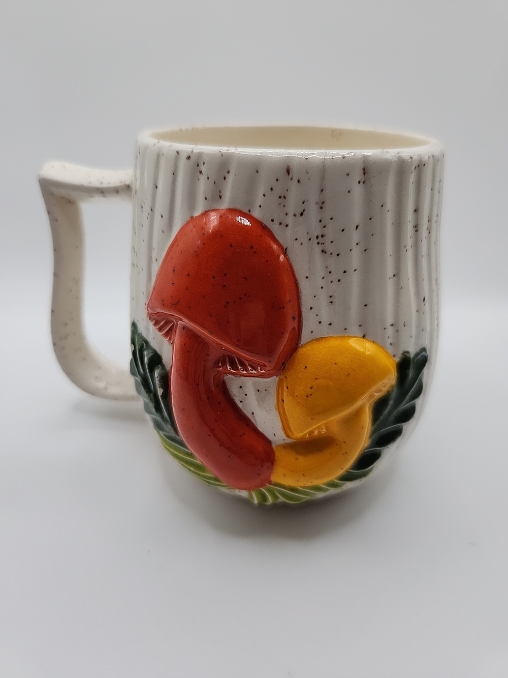 Vintage Ceramic Mushroom  Mug - Red & Yellow